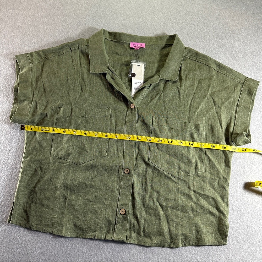Miami for Francesca’s Women’s Small Green Button‎ Down Viscose/Linen Blend NWT - Picture 2 of 8